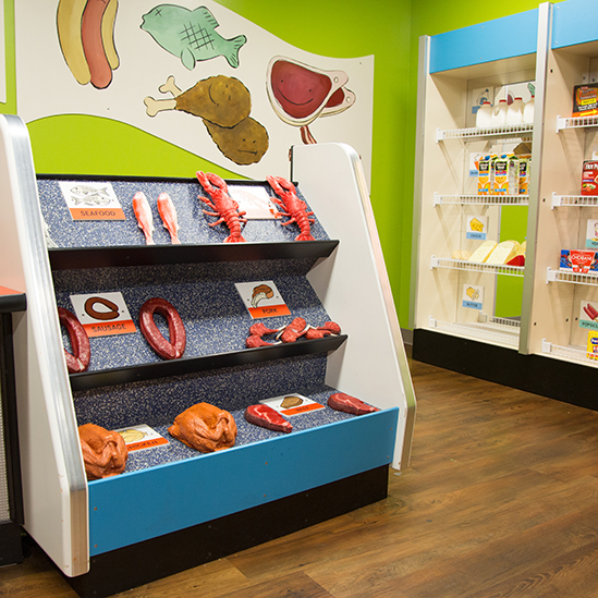 children's grocery play area